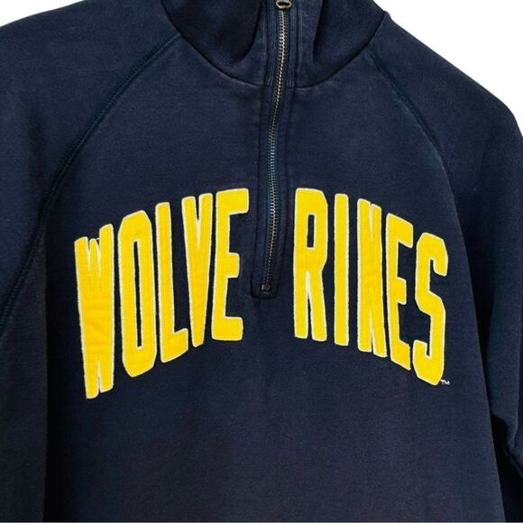 47 Brand Michigan Wolverines Navy Blue 1/2 Zip Pullover Sweatshirt. Medium. - Picture 3 of 11